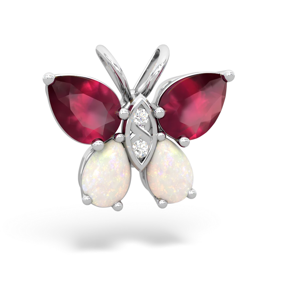 Ruby Butterfly 14K White Gold pendant P2215