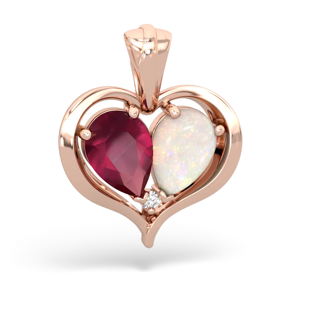 Ruby Two Become One 14K Rose Gold pendant P5330