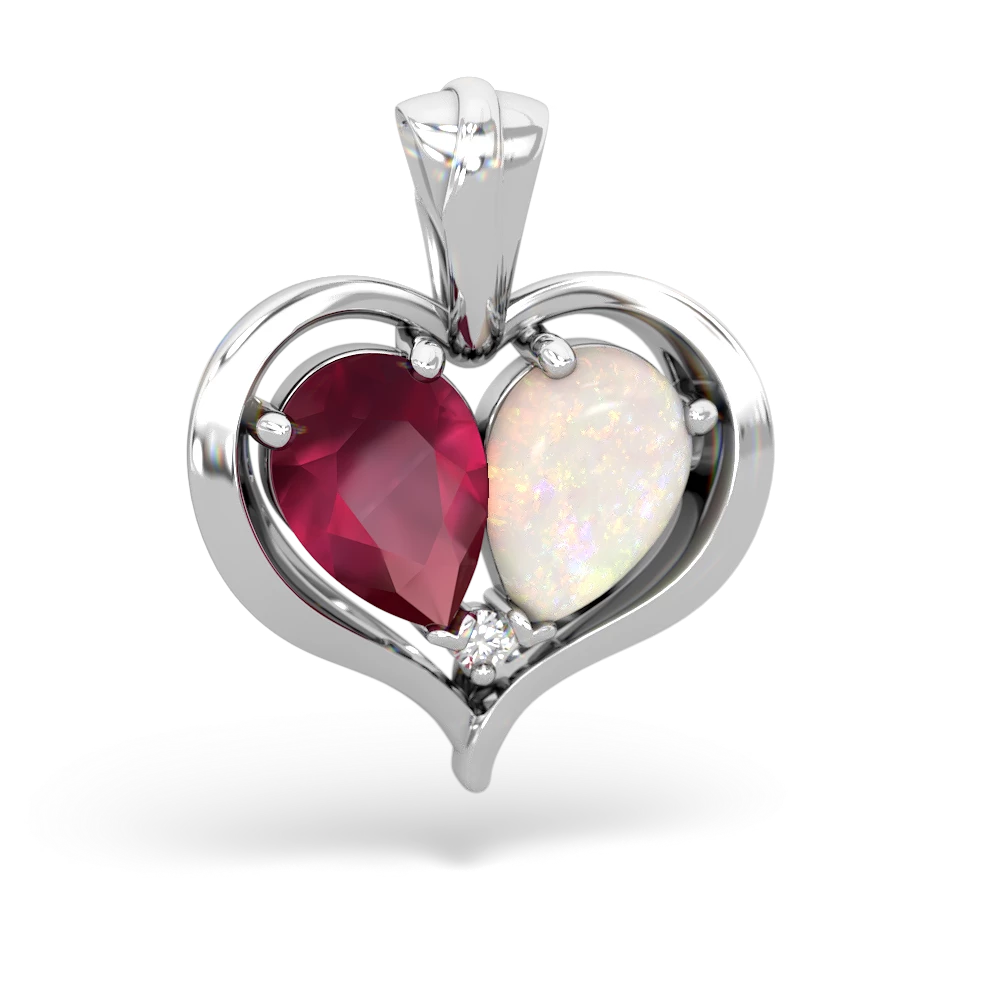 Ruby Two Become One 14K White Gold pendant P5330