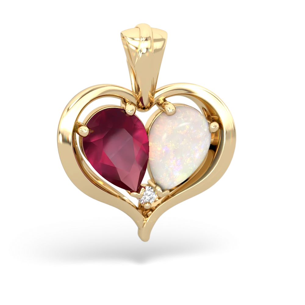 Ruby Two Become One 14K Yellow Gold pendant P5330