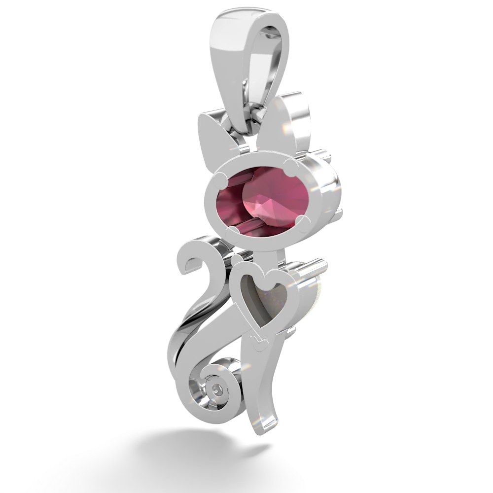 Ruby Kitten 14K White Gold pendant P5780