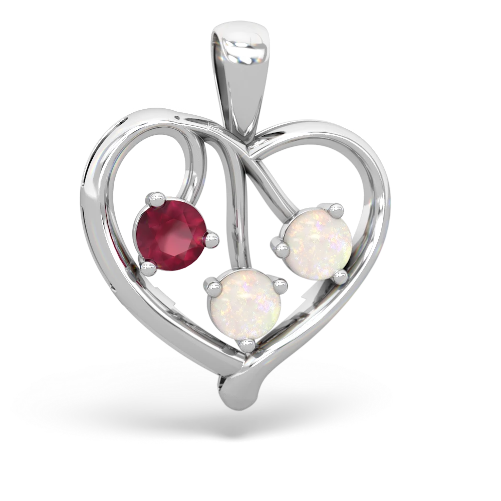 Ruby Glowing Heart 14K White Gold pendant P2233