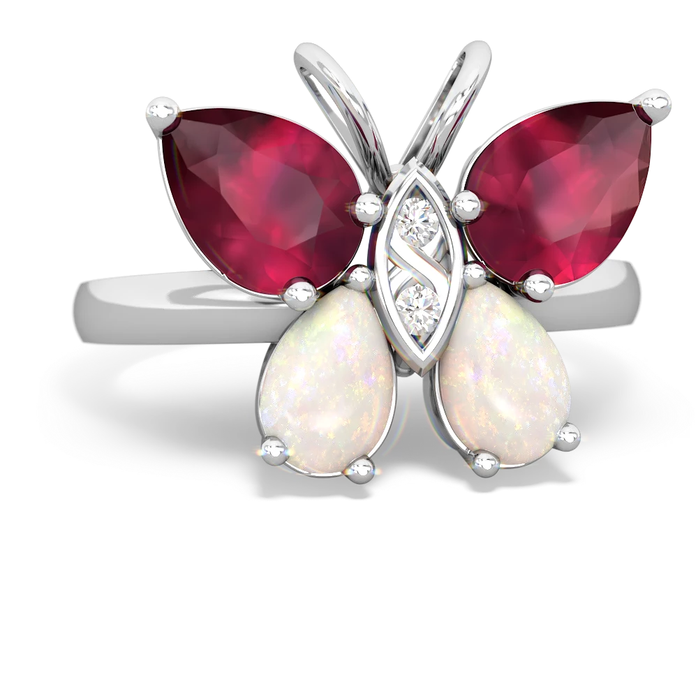 Ruby Butterfly 14K White Gold ring R2215