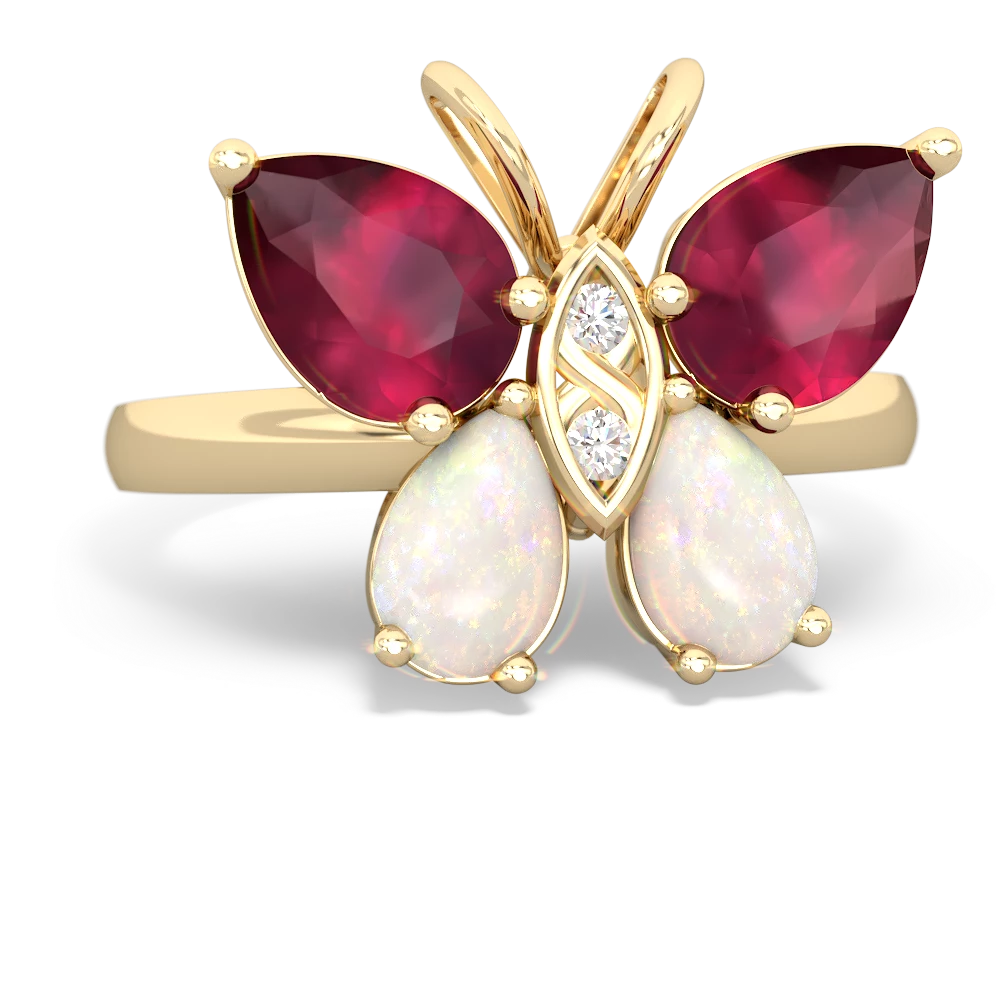 Ruby Butterfly 14K Yellow Gold ring R2215