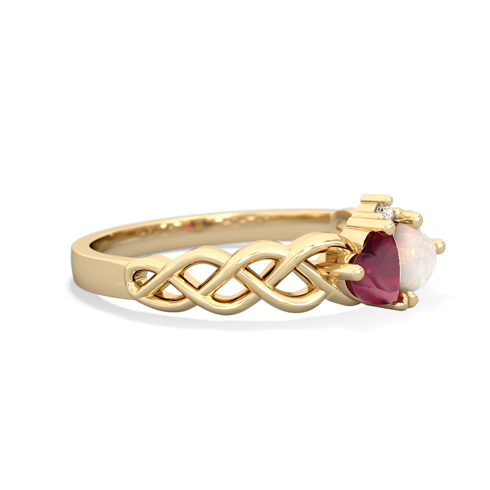 Ruby Heart To Heart Braid 14K Yellow Gold ring R5870