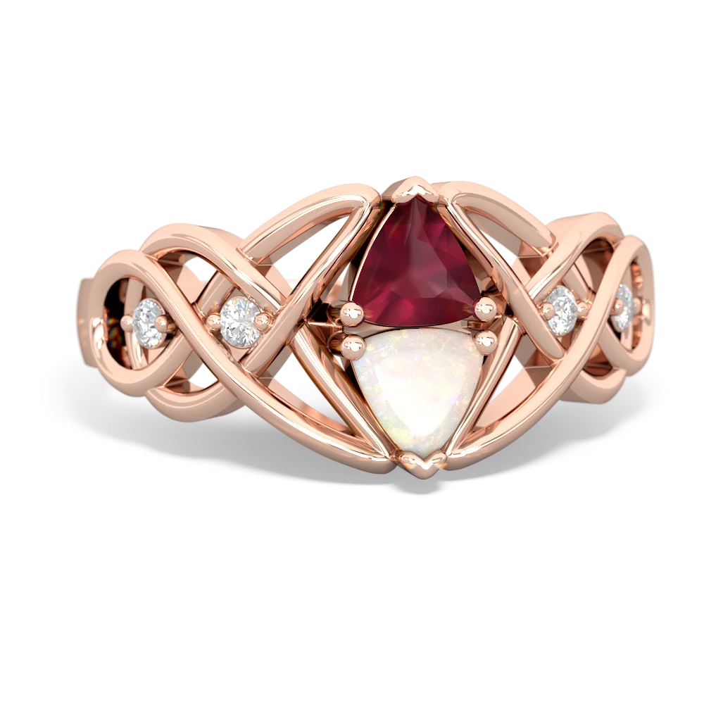 Ruby Keepsake Celtic Knot 14K Rose Gold ring R5300