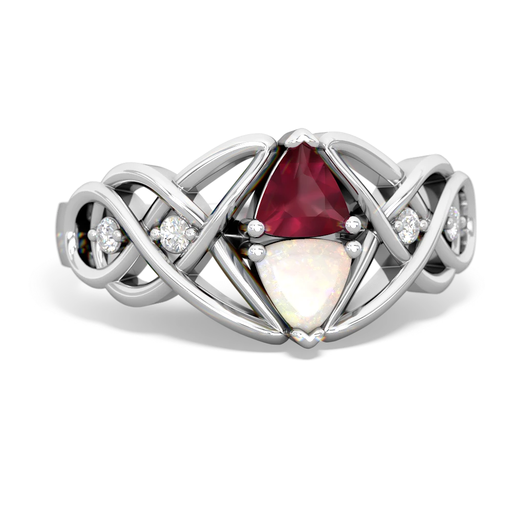 Ruby Keepsake Celtic Knot 14K White Gold ring R5300