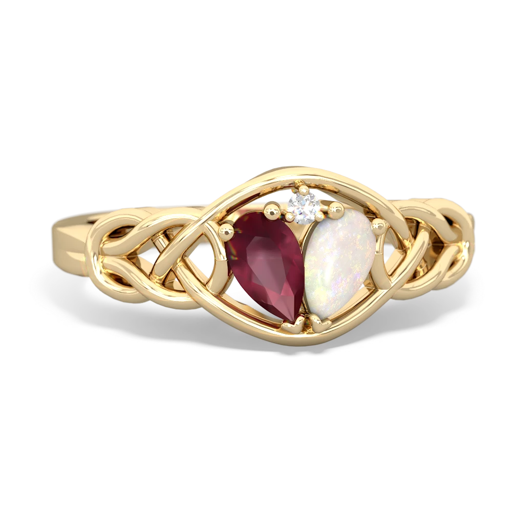 Ruby Celtic Love Knot 14K Yellow Gold ring R5420