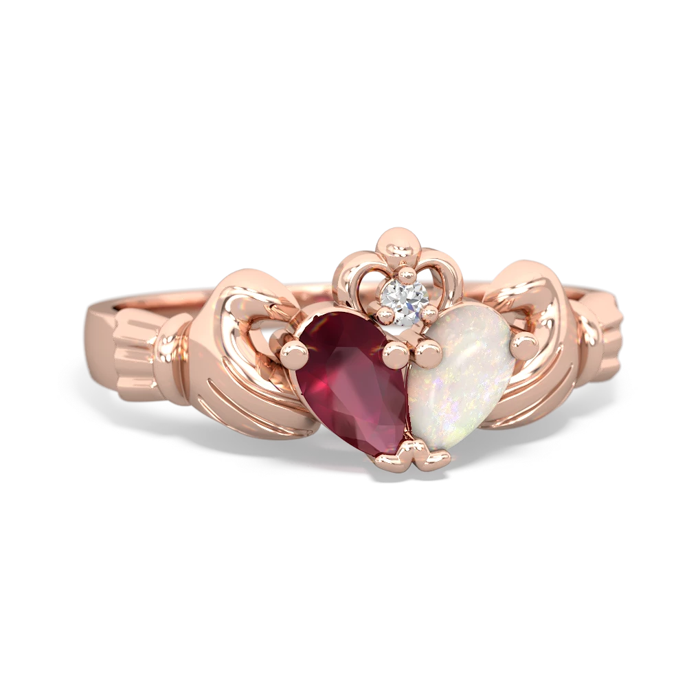 Ruby 'Our Heart' Claddagh 14K Rose Gold ring R2388