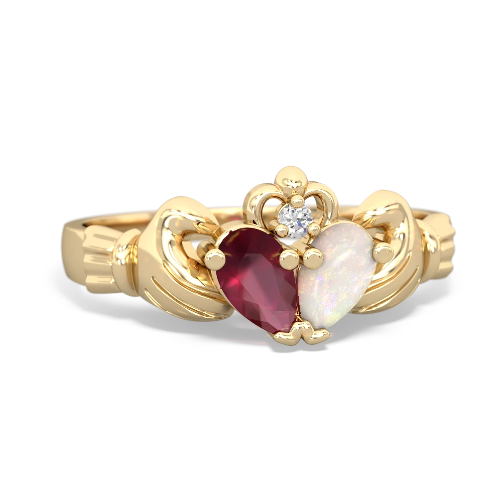 Ruby 'Our Heart' Claddagh 14K Yellow Gold ring R2388