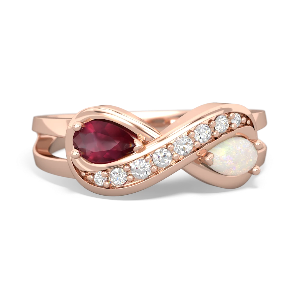 Ruby Diamond Infinity 14K Rose Gold ring R5390