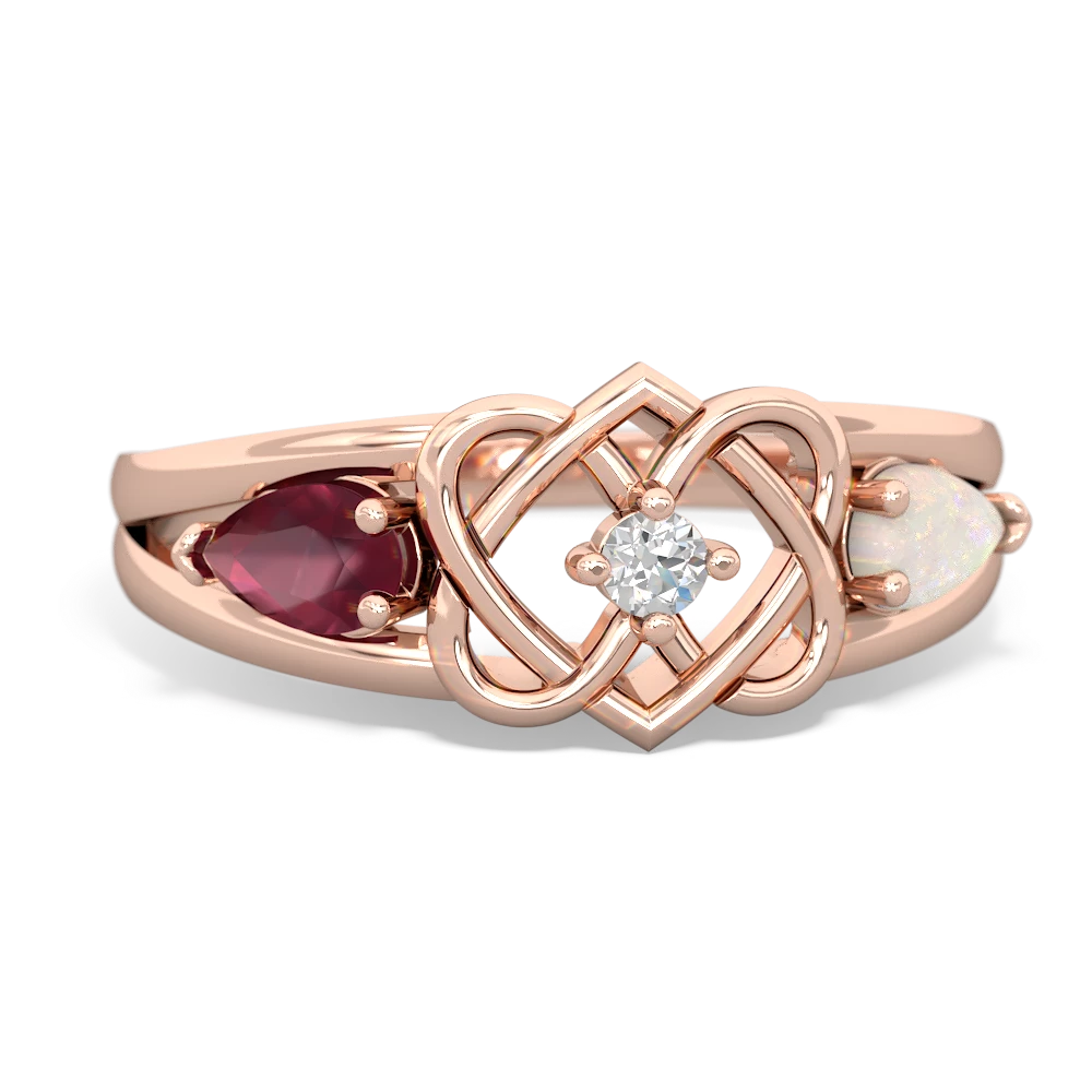 Ruby Hearts Intertwined 14K Rose Gold ring R5880