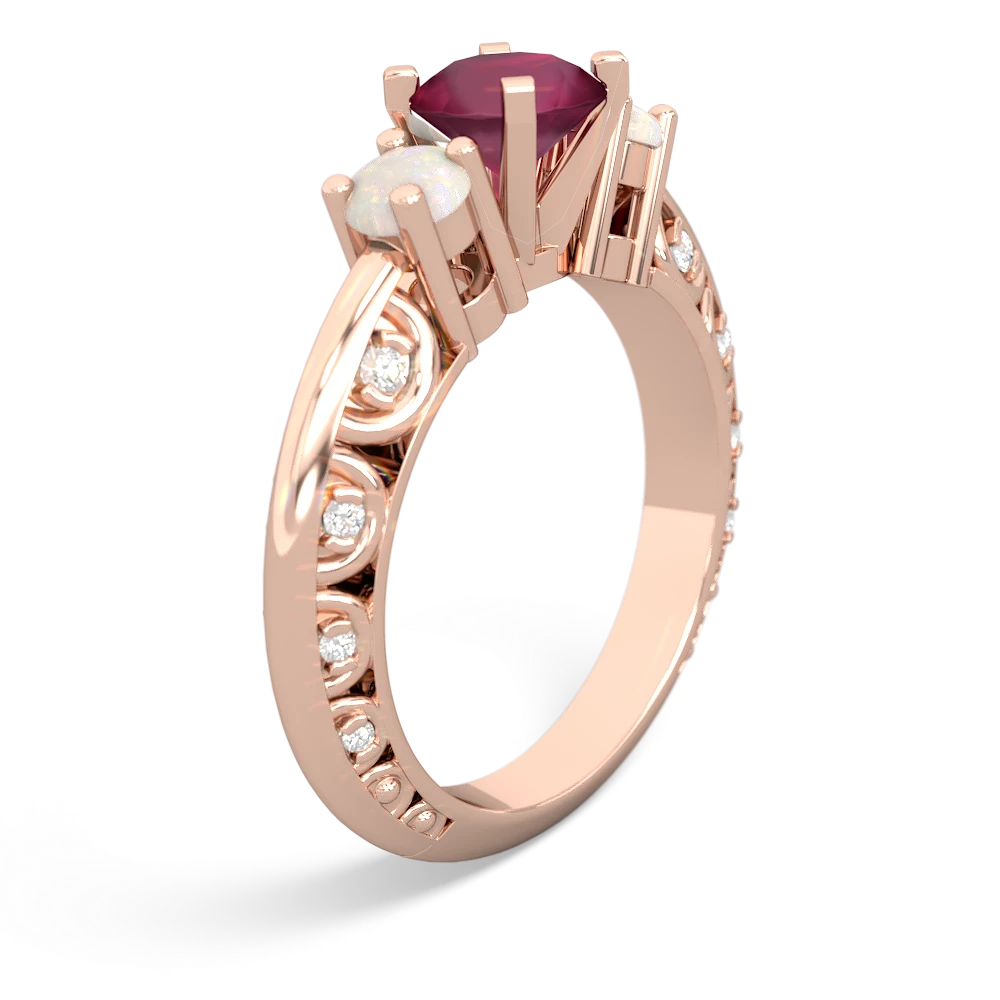 Ruby Art Deco Eternal Embrace Engagement 14K Rose Gold ring C2003