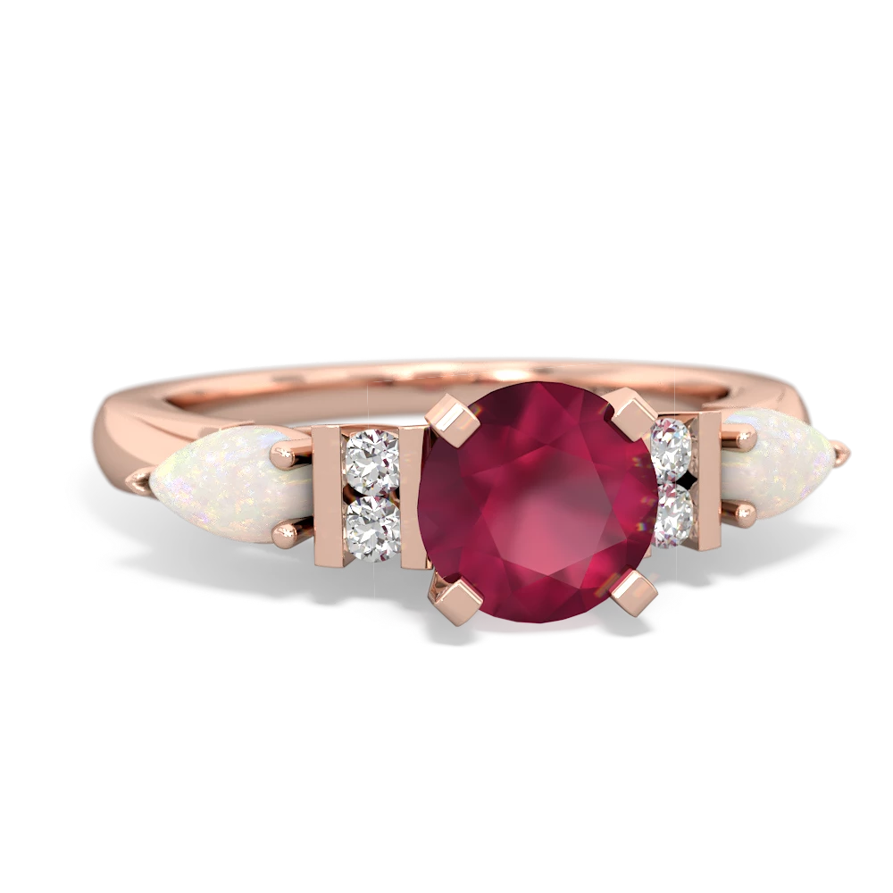 Ruby 6Mm Round Eternal Embrace Engagement 14K Rose Gold ring R2005