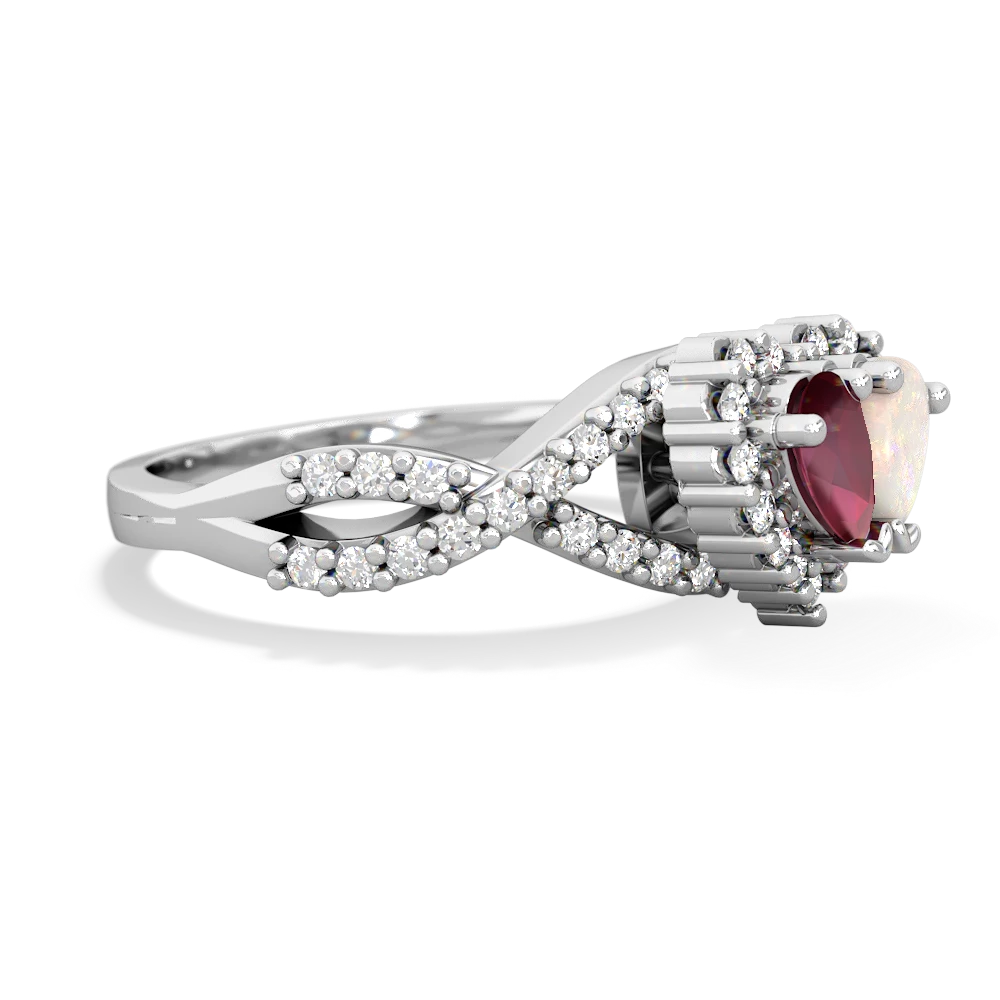 Ruby Diamond Twist 'One Heart' 14K White Gold ring R2640HRT