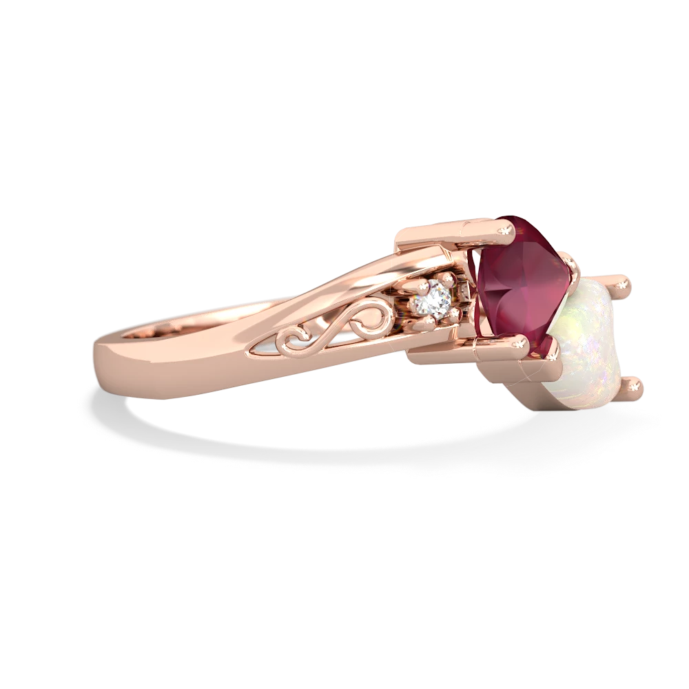 Ruby Snuggling Hearts 14K Rose Gold ring R2178