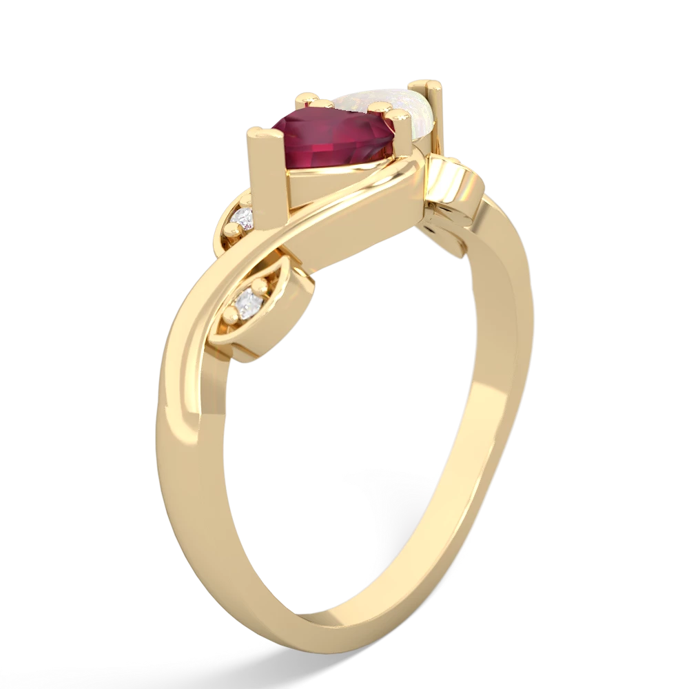 Ruby Floral Elegance 14K Yellow Gold ring R5790