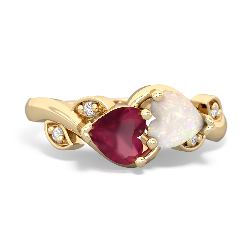 Ruby Floral Elegance 14K Yellow Gold ring R5790