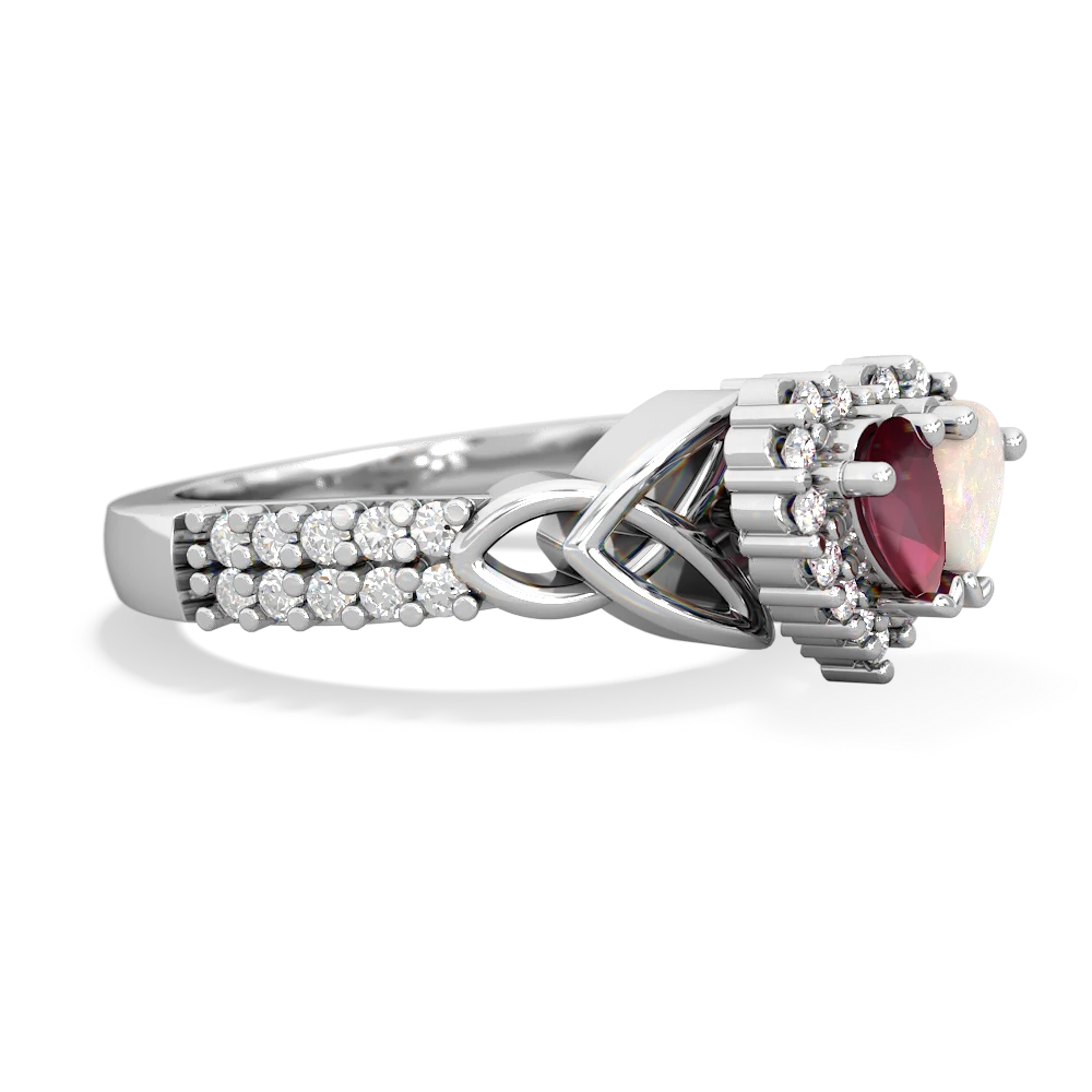 Ruby Celtic Knot Two Hearts As One 14K White Gold ring R2644HRT