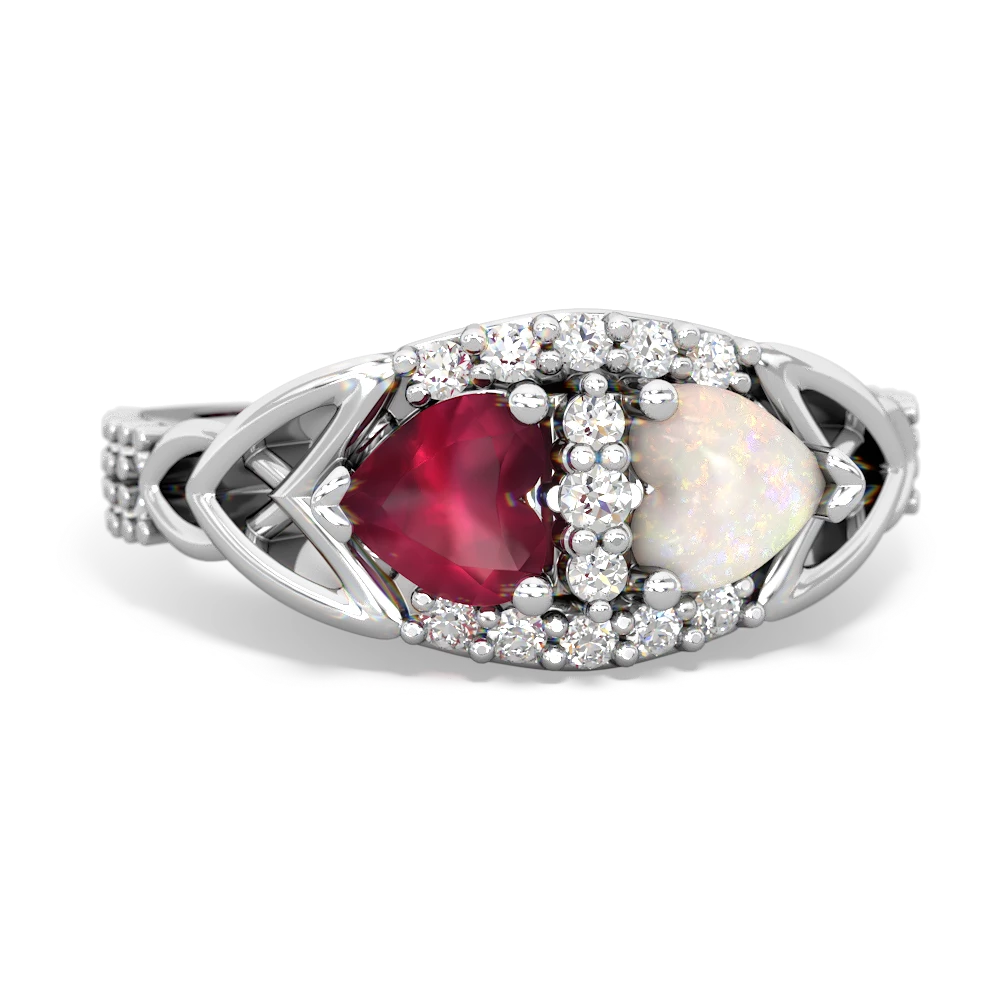 Ruby Sparkling Celtic Knot 14K White Gold ring R2645