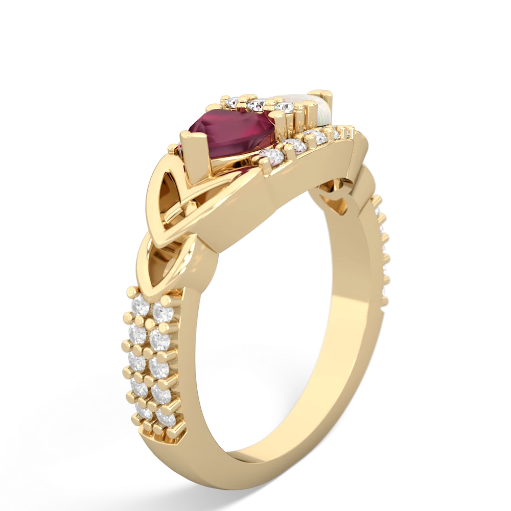 Ruby Sparkling Celtic Knot 14K Yellow Gold ring R2645