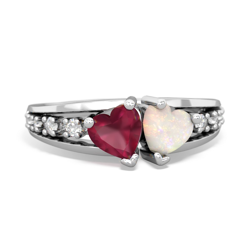 Ruby Heart To Heart 14K White Gold ring R3342