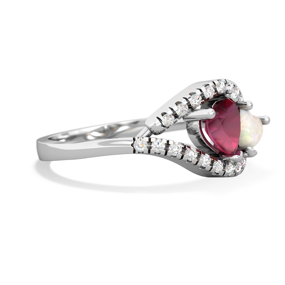 Ruby Mother And Child 14K White Gold ring R3010