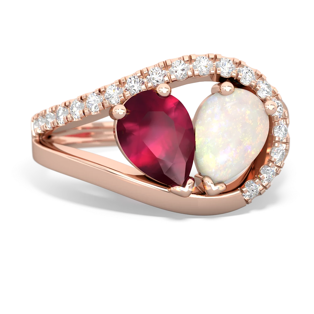 Ruby Nestled Heart Keepsake 14K Rose Gold ring R5650