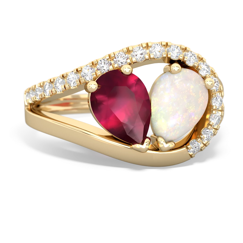 Ruby Nestled Heart Keepsake 14K Yellow Gold ring R5650