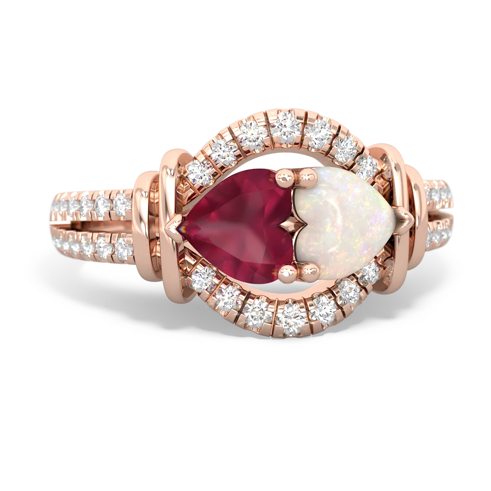 Ruby Art-Deco Keepsake 14K Rose Gold ring R5630