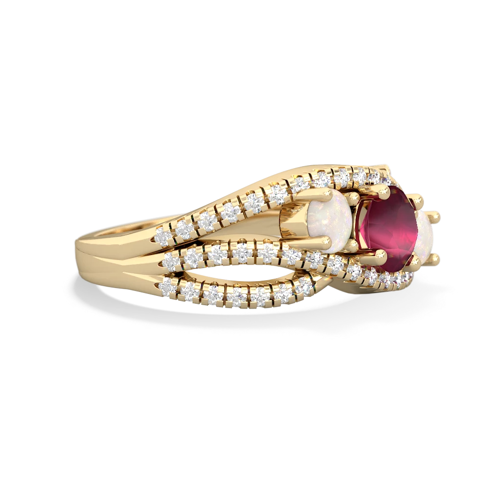 Ruby Three Stone Aurora 14K Yellow Gold ring R3080