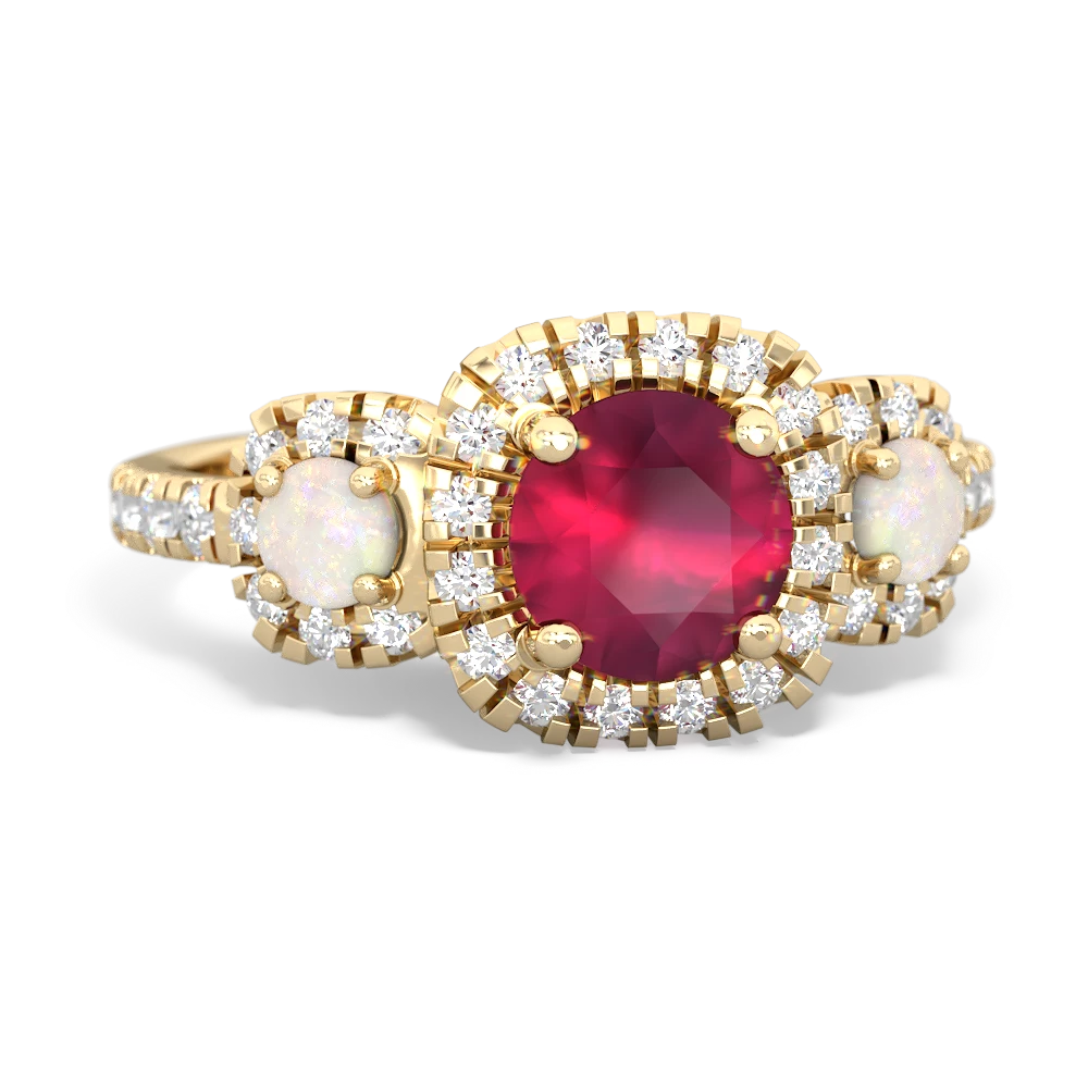 Ruby Regal Halo 14K Yellow Gold ring R5350