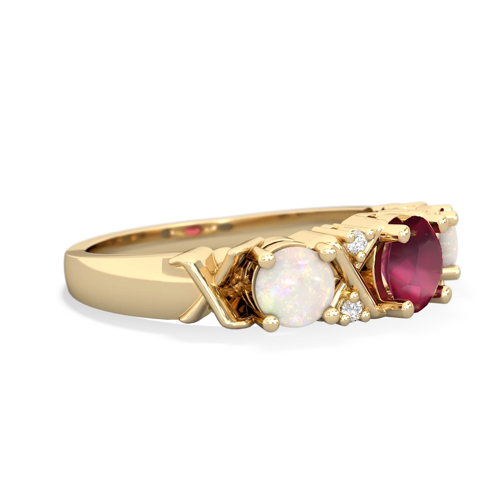 Ruby Hugs And Kisses 14K Yellow Gold ring R5016