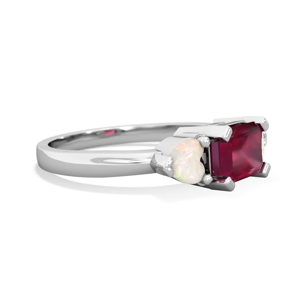 Ruby Three Stone 14K White Gold ring R5235