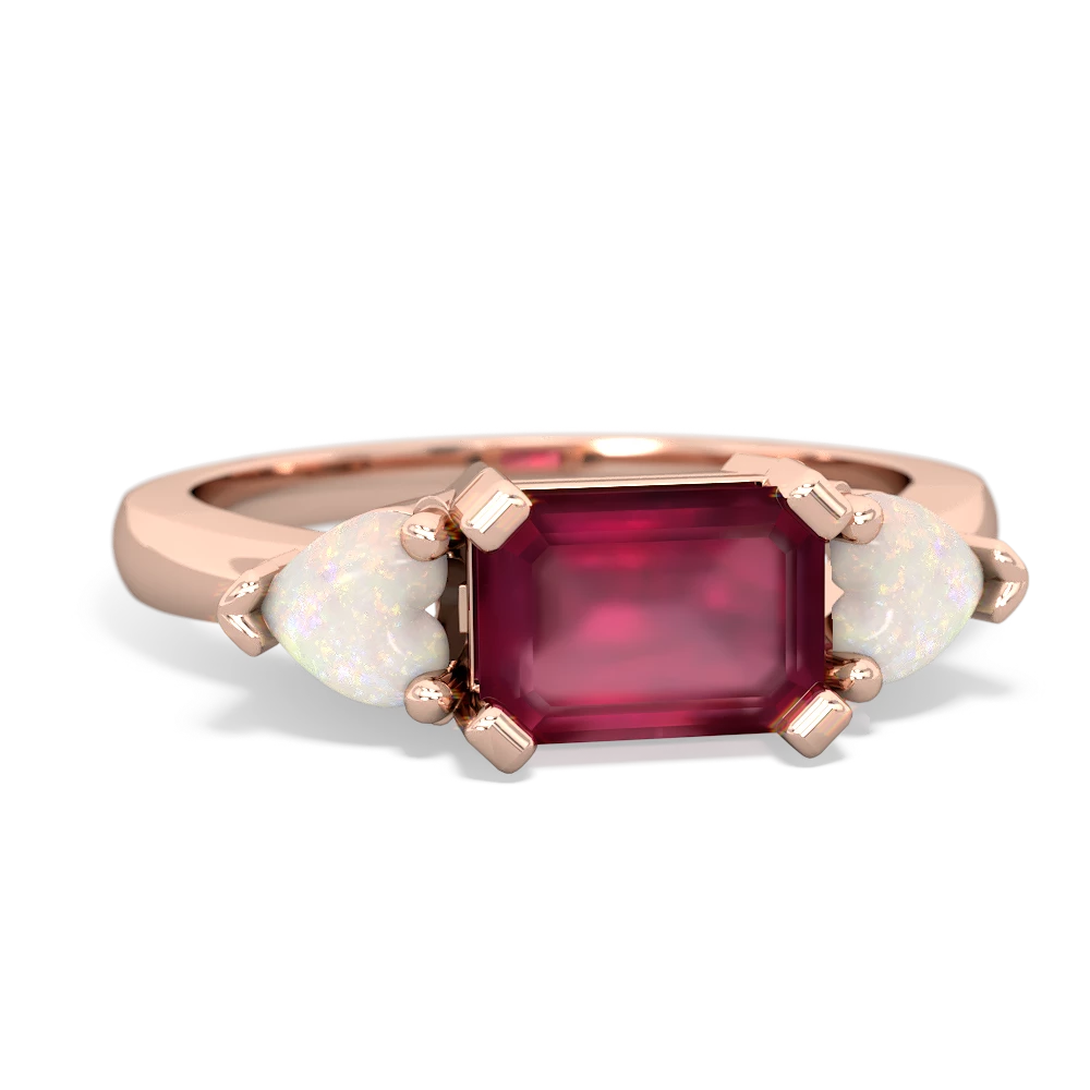 Ruby Three Stone 14K Rose Gold ring R5235