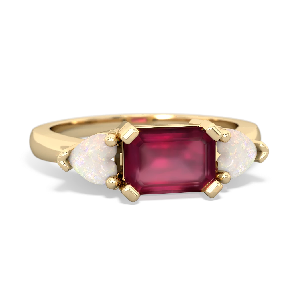 Ruby Three Stone 14K Yellow Gold ring R5235