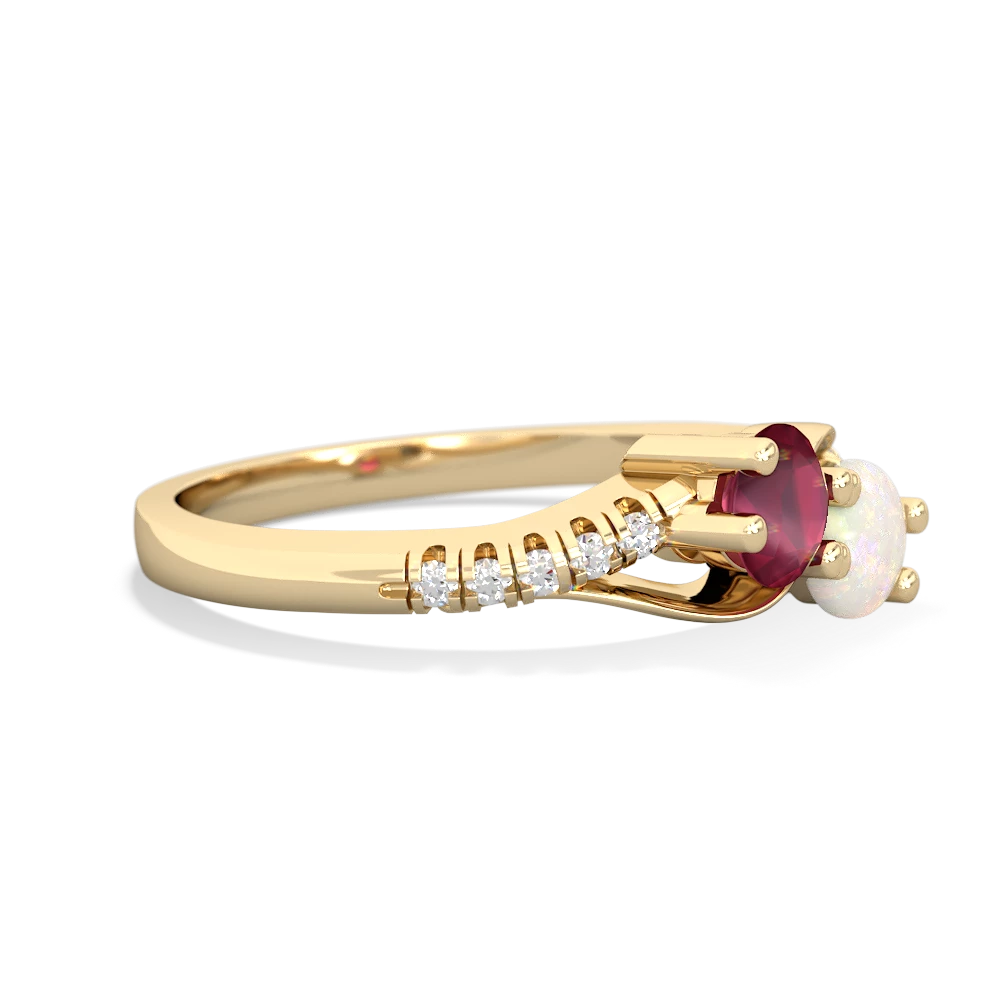 Ruby Infinity Pave Two Stone 14K Yellow Gold ring R5285