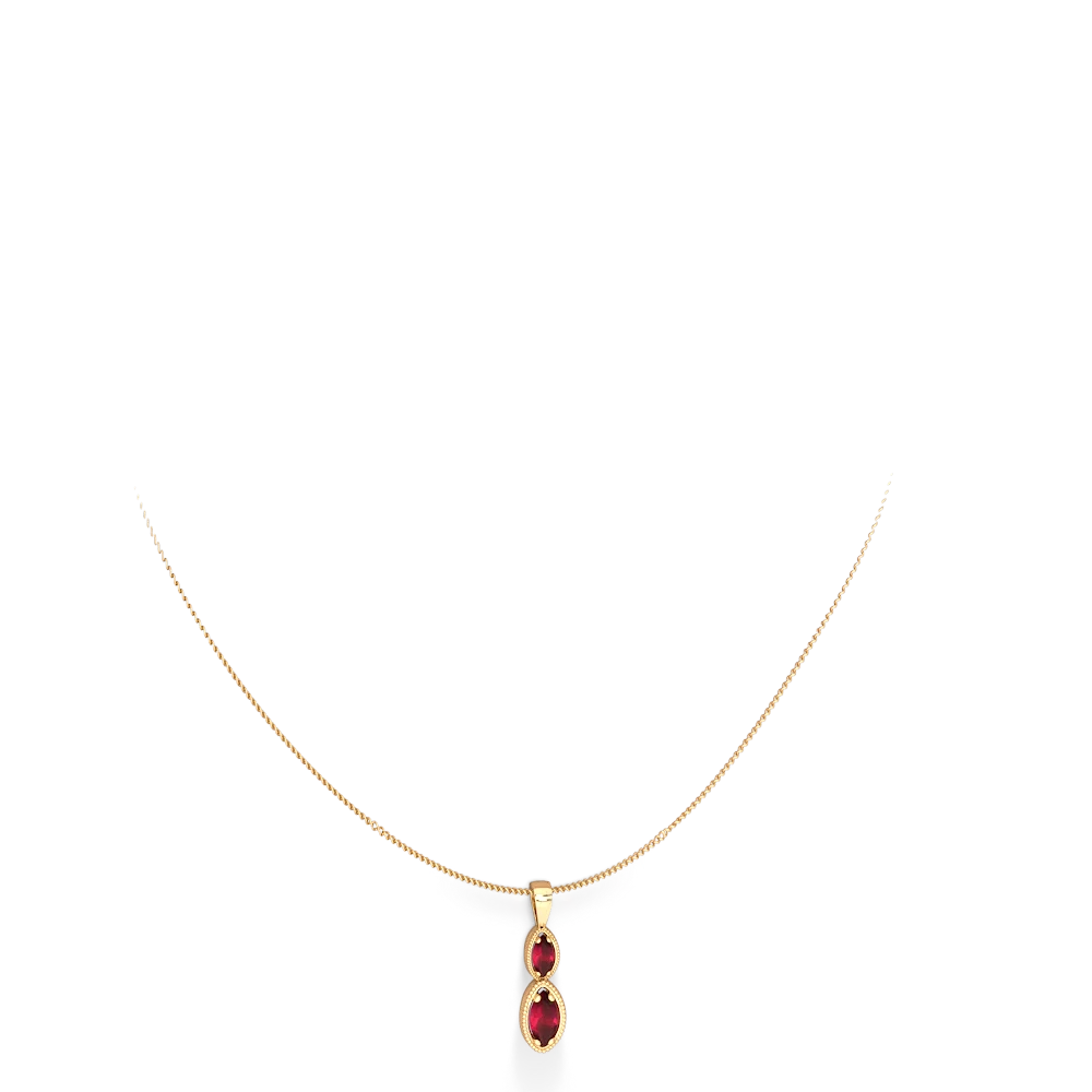 Ruby Antique-Style Halo 14K Yellow Gold pendant P5700