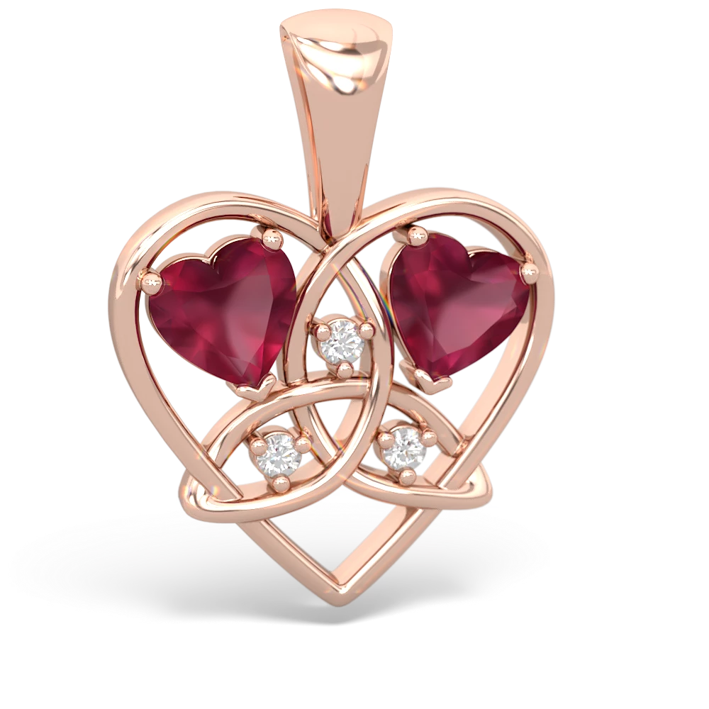 Ruby Celtic Trinity Heart 14K Rose Gold pendant P5331