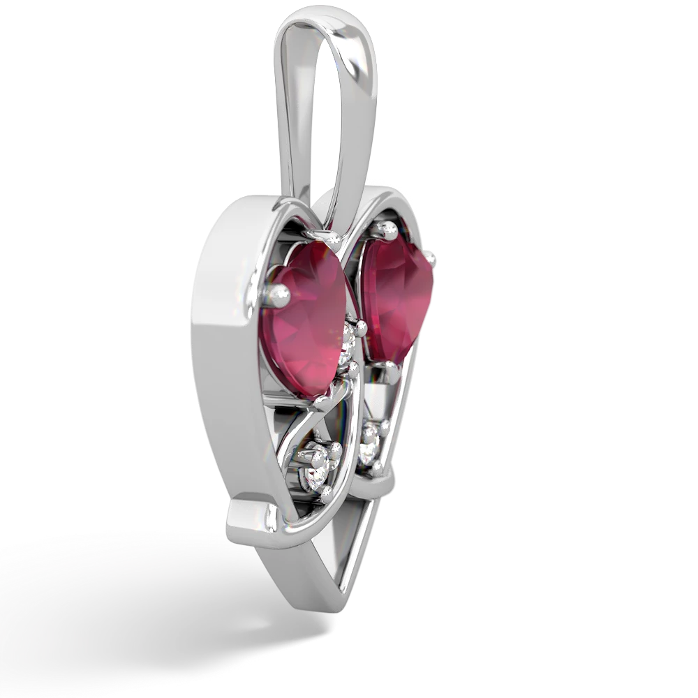 Ruby Celtic Trinity Heart 14K White Gold pendant P5331