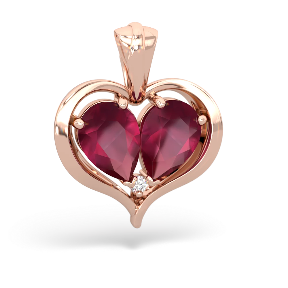 Ruby Two Become One 14K Rose Gold pendant P5330