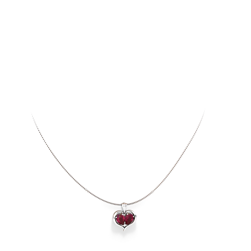 Ruby Two Become One 14K White Gold pendant P5330