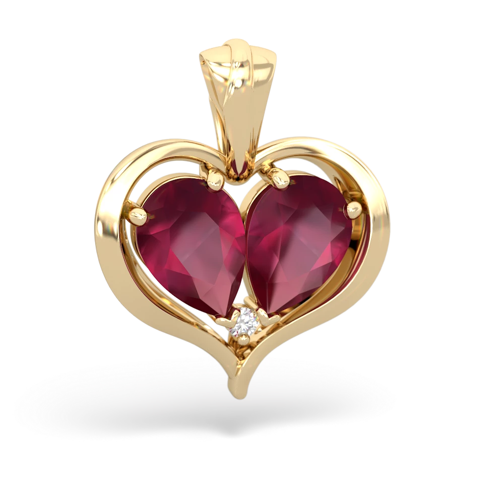 Ruby Two Become One 14K Yellow Gold pendant P5330