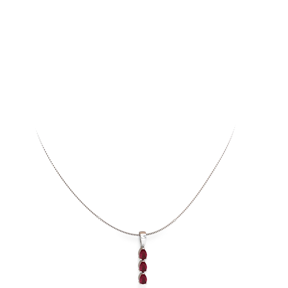 Ruby Dew Drops 14K White Gold pendant P2251