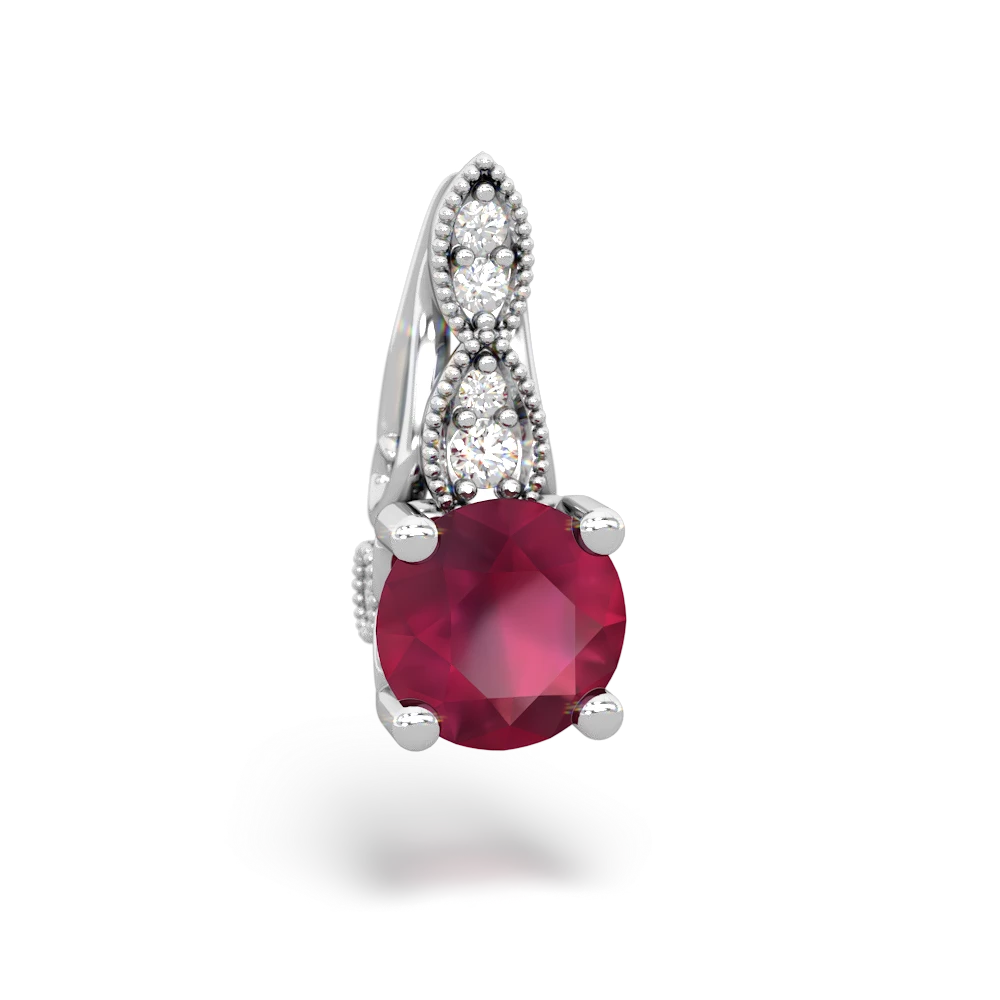 Ruby Antique Elegance 14K White Gold pendant P3100