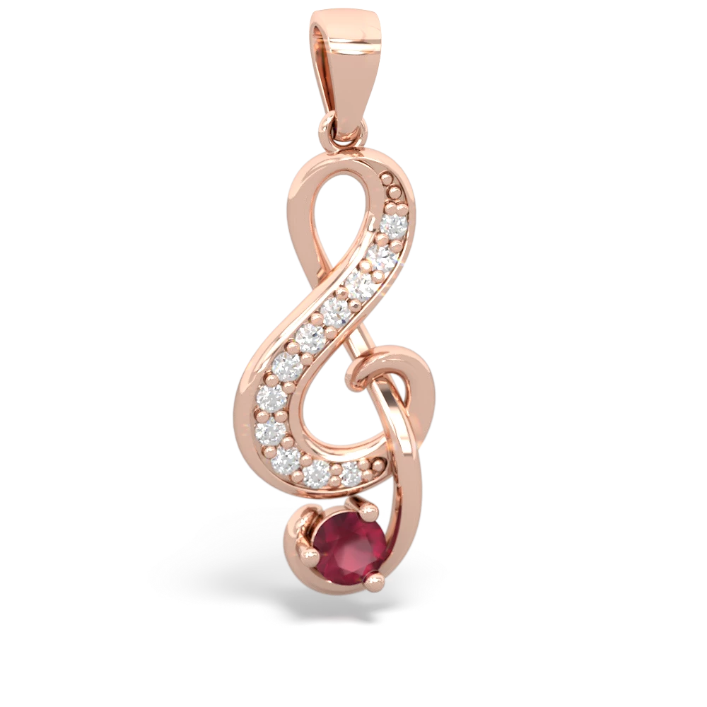 Ruby G-Clef Music 14K Rose Gold pendant P5830