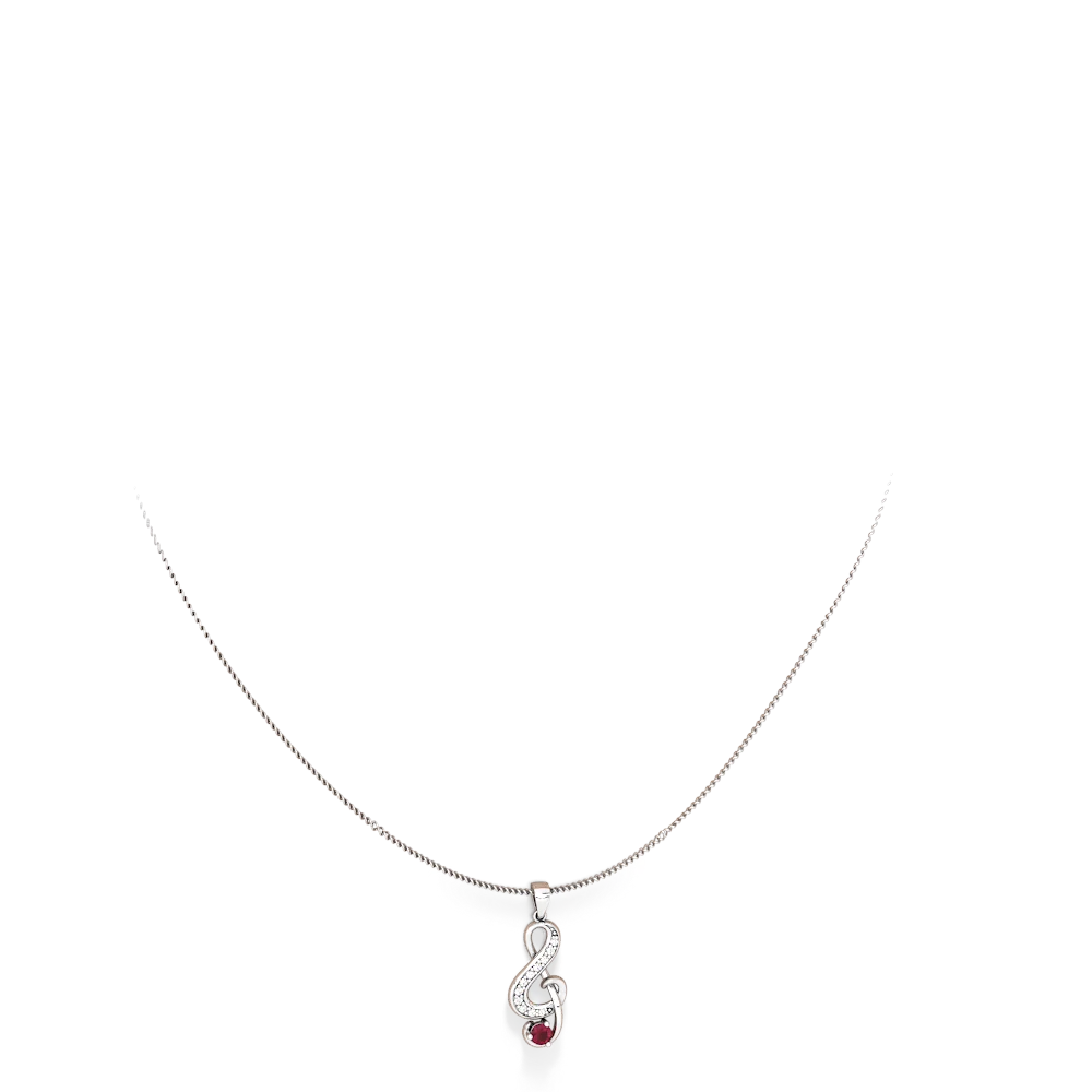 Ruby G-Clef Music 14K White Gold pendant P5830