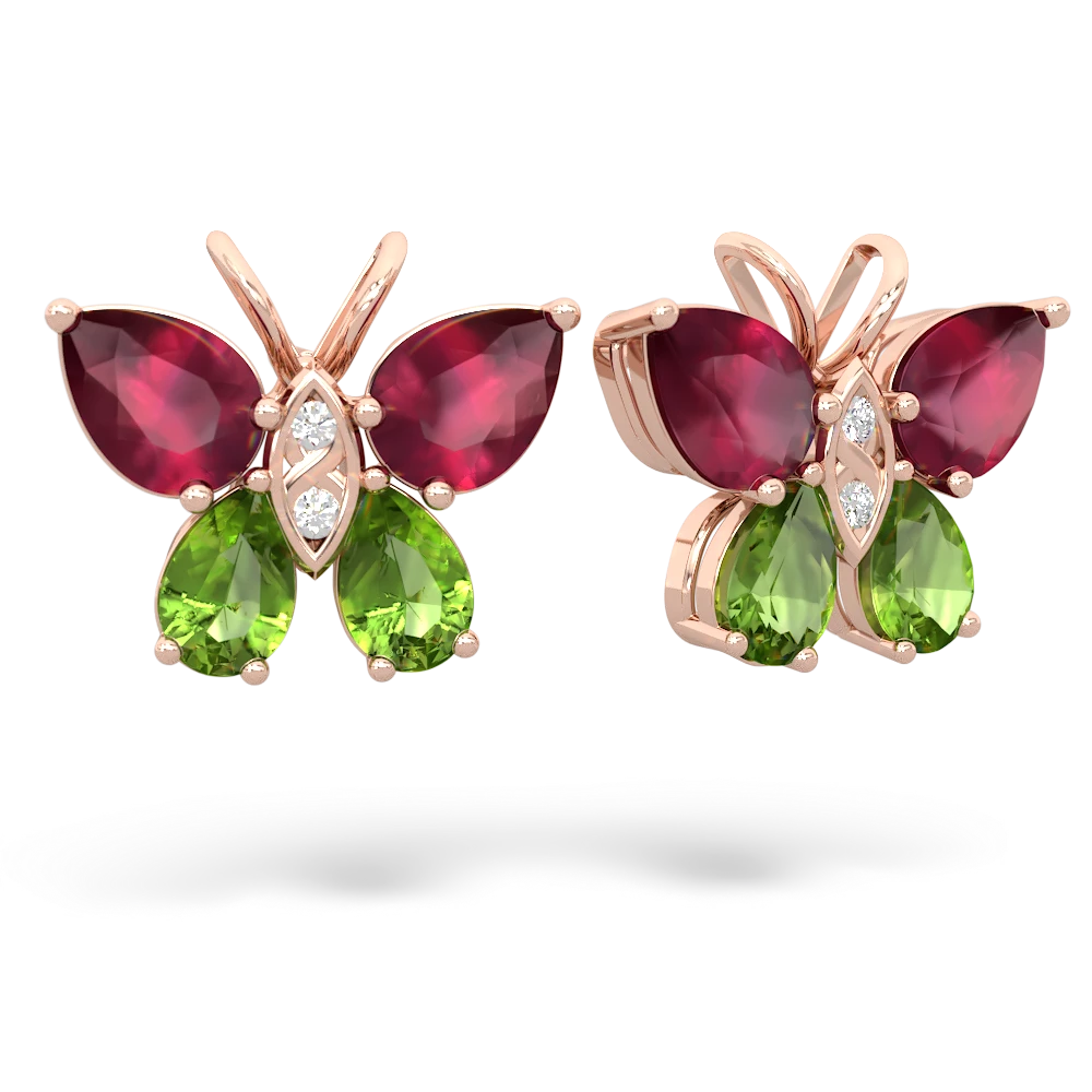 Ruby Butterfly 14K Rose Gold earrings E2215