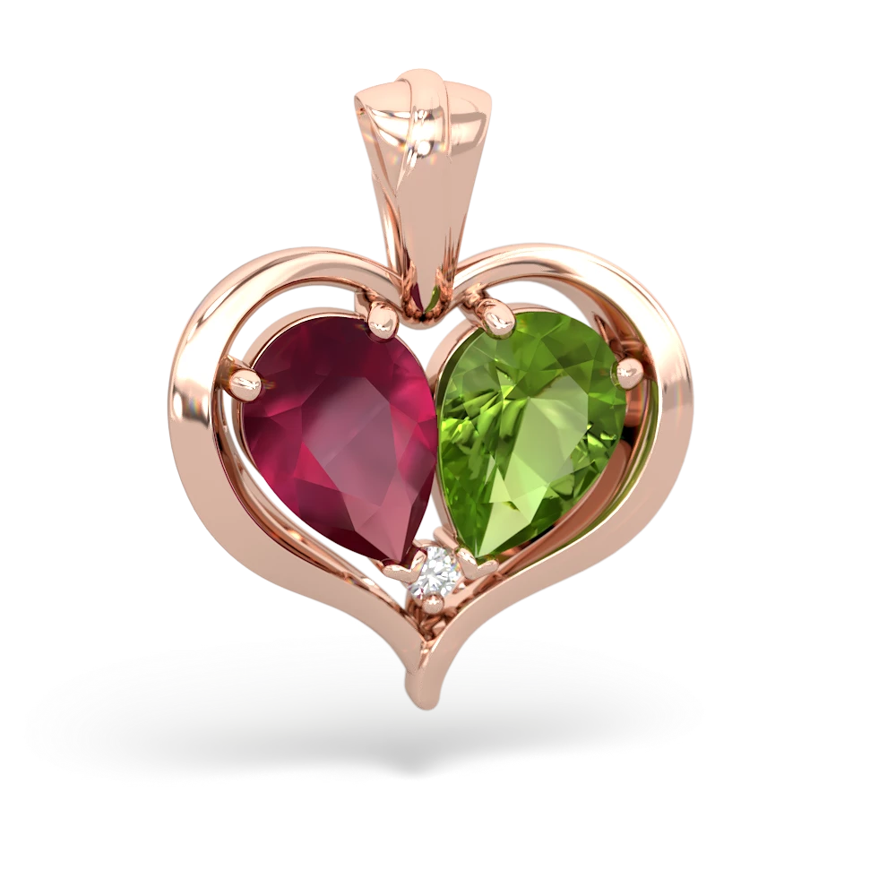 Ruby Two Become One 14K Rose Gold pendant P5330