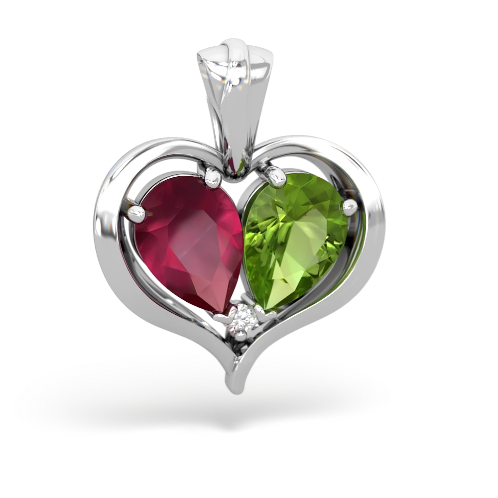 Ruby Two Become One 14K White Gold pendant P5330